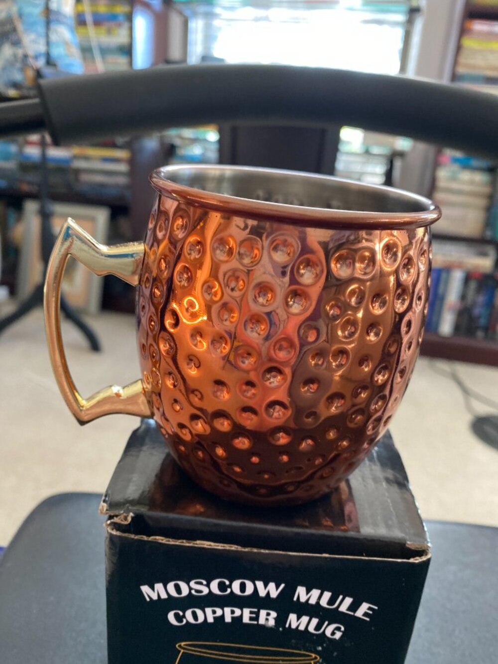 The Moscow Mule Hammered 17 Fl oz SS Copper Plated Mug w/Brass Handle New in Box